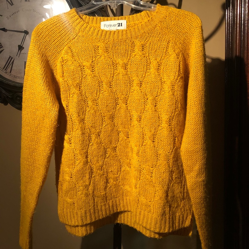 F21 mustard knit sweater